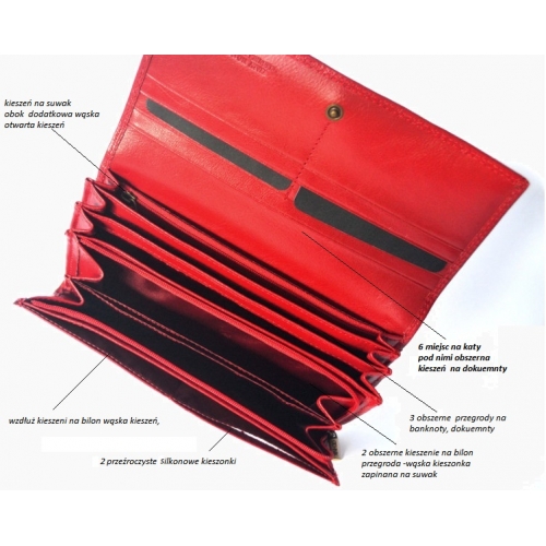 OCHNIK SL-125-41 czerwony  skórzany portfel damski