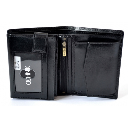 OCHNIK SL-145-99  czarny skórzany portfel męski