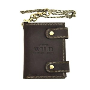 Always Wild 2901-BIC portfel męski skórzany nubuk z łańcuchem przód / Always Wild 2901-BIC men’s nubuck leather wallet w