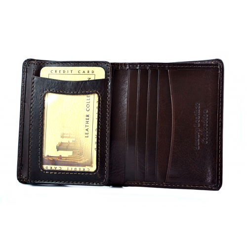 BARTEX 001W skórzany portfelik, etui brązowy SLIM