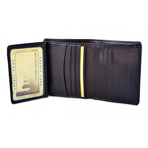 BARTEX 001W skórzany portfelik, etui brązowy SLIM