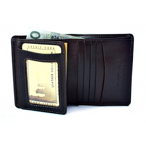 BARTEX 001W skórzany portfelik, etui brązowy SLIM
