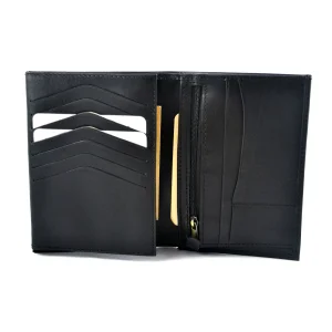 Portfel skórzany BARTEX 1019M-ID czarny – otwarty widok / BARTEX 1019M-ID black leather wallet – open view