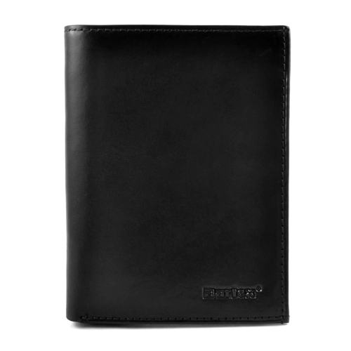 Portfel skórzany BARTEX 1019M-ID czarny – widok z przodu / BARTEX 1019M-ID black leather wallet – front view