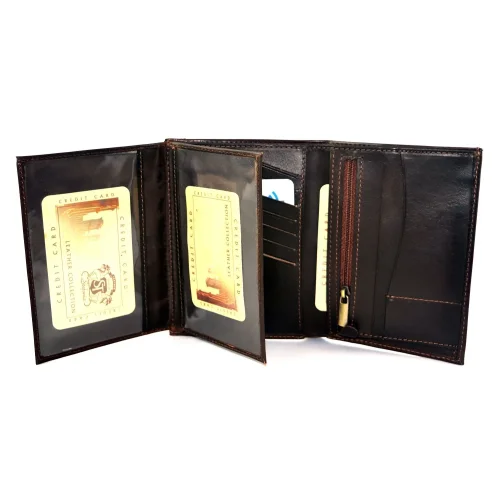 portfel skórzany BARTEX 1019M-ID brązowy z dokumentami / BARTEX 1019M-ID brown leather wallet with documents