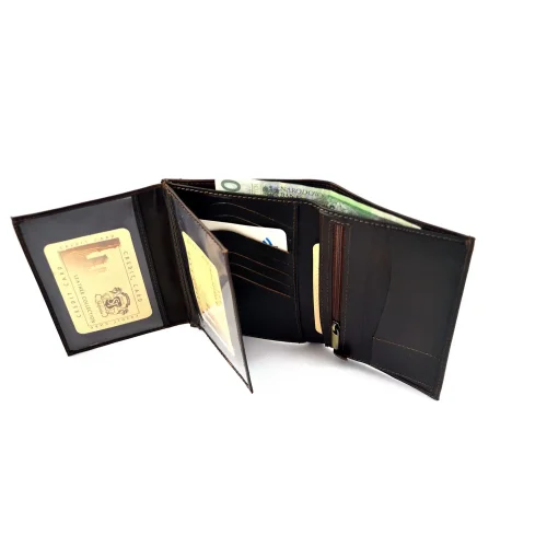 portfel skórzany BARTEX 1019M-ID brązowy przegrody na karty / BARTEX 1019M-ID brown leather wallet card slots