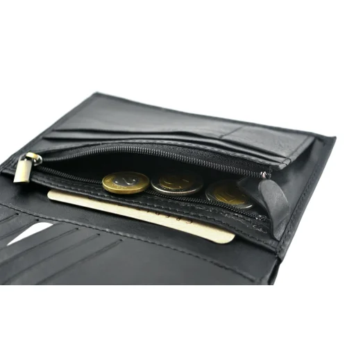 Portfel skórzany BARTEX 1019M-ID czarny – eleganckie opakowanie / BARTEX 1019M-ID black leather wallet – elegant packaging
