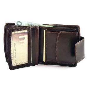 portfel skórzany BARTEX 1005 brązowy wnętrze / BARTEX 1005 brown leather wallet inside view