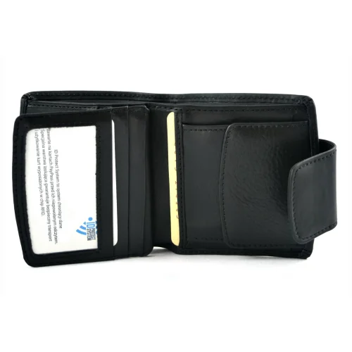 portfel skórzany BARTEX 1005 czarny otwarty / BARTEX 1005 black leather wallet open view