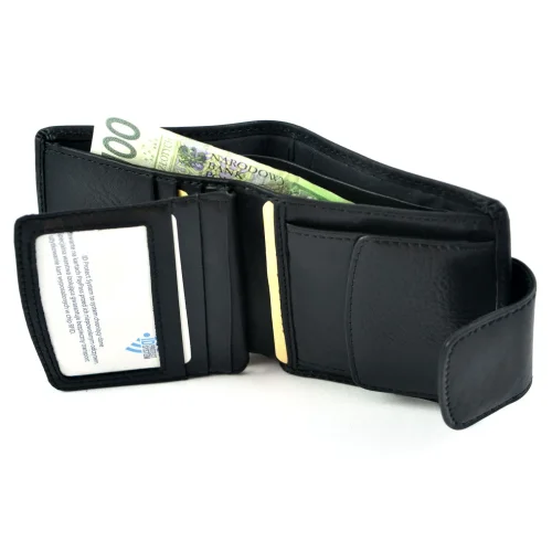 portfel skórzany BARTEX 1005 czarny z dokumentami / BARTEX 1005 black leather wallet with documents