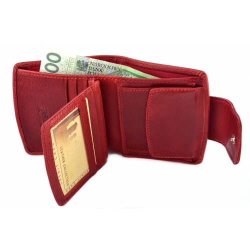 BARTEX 1005D-ID skórzany portfel damski czerwony * RFID