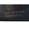 Detal skóry i logo Bartex 1007M portfel męski granatowy | Bartex 1007M men’s leather wallet logo detail