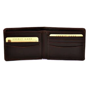 Portfel męski BARTEX 1007M Slim brązowy wnętrze – miejsca na karty i banknoty | BARTEX 1007M Slim brown men's wallet interior – card slots and banknote compartment