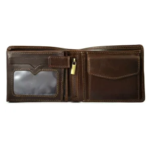 Portfel męski BARTEX 10096M brązowy – widok z boku po zamknięciu / BARTEX 10096M brown men’s wallet – side view when closed