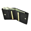 Skórzany portfel męski BARTEX 10098D czarny – detal szycia i faktura skóry / BARTEX 10098D black men’s wallet – stitching detail and leather texture