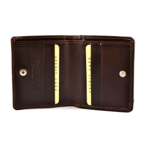 Skórzany portfel męski BARTEX 10098D brązowy – wnętrze z przegródkami / BARTEX 10098D brown men’s leather wallet – interior with compartments