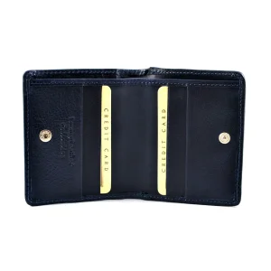 Skórzany portfel męski BARTEX 10098D granatowy – wnętrze z przegródkami / BARTEX 10098D navy blue men’s leather wallet – interior with compartments