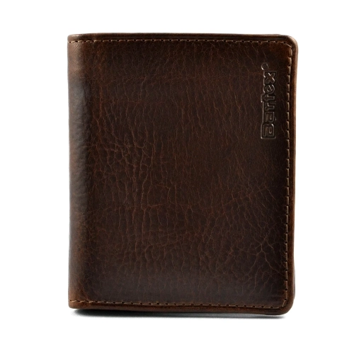 Skórzany portfel męski BARTEX 10098D brązowy – widok z przodu / BARTEX 10098D brown men’s leather wallet – front view