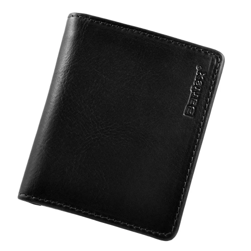 Skórzany portfel męski BARTEX 10098D czarny – widok z przodu / BARTEX 10098D black men’s leather wallet – front view