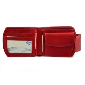 Portfel skórzany BARTEX 1012D czerwony – widok z boku / BARTEX 1012D red leather wallet – side view