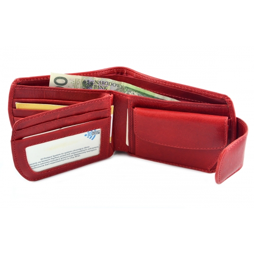 BARTEX 10012D skórzany portfel damski czerwony