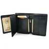 portfel skórzany BARTEX 1012M-ID czarny otwarty / BARTEX 1012M-ID black leather wallet open view