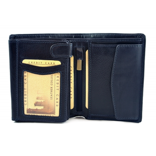 BARTEX 1012M-ID skórzany portfel męski * granatowy * RFID Travel