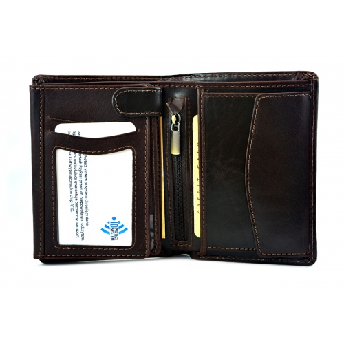 BARTEX 1012M-ID skórzany portfel męski * brąz * RFID Travel