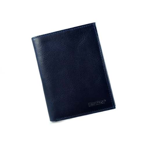 portfel skórzany BARTEX 1019M-ID granatowy przód / BARTEX 1019M-ID navy leather wallet front view