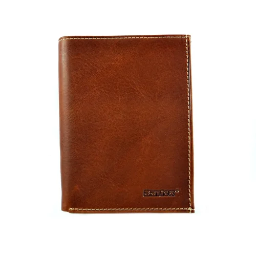portfel skórzany BARTEX 1019MID koniakowy tył / BARTEX 1019MID cognac leather wallet back view
