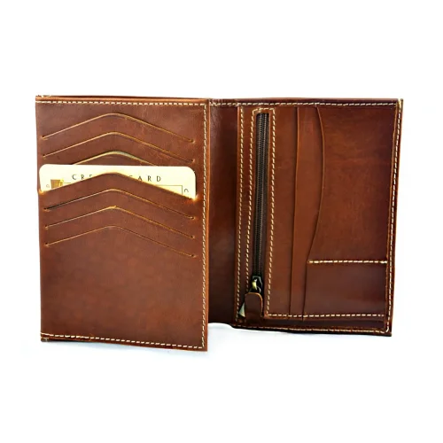 portfel skórzany BARTEX 1019MID koniakowy z zapięciem / BARTEX 1019MID cognac leather wallet with clasp