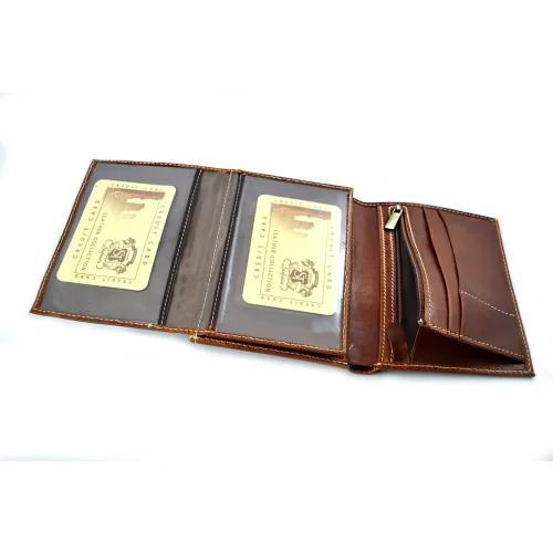 portfel skórzany BARTEX 1019MID koniakowy przegrody / BARTEX 1019MID cognac leather wallet compartments
