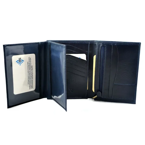 portfel skórzany BARTEX 1019M-ID granatowy z dokumentami / BARTEX 1019M-ID navy leather wallet with documents
