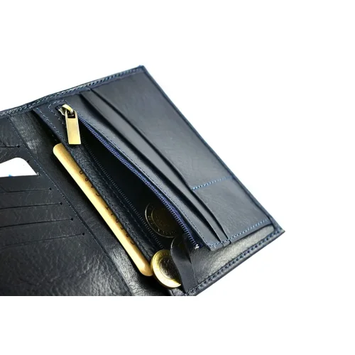portfel skórzany BARTEX 1019M-ID granatowy sekcje na karty / BARTEX 1019M-ID navy leather wallet card slots