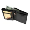 Portfel BARTEX 10201M czarny – detal szycia i faktura skóry / BARTEX 10201M black wallet – stitching detail and leather texture