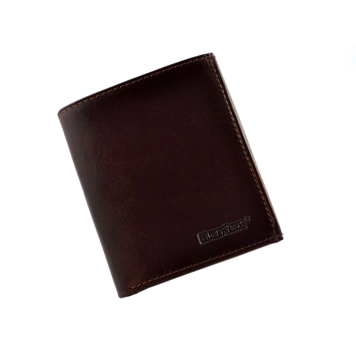 Skórzany portfel męski BARTEX 10201M brązowy – widok z przodu / BARTEX 10201M brown men’s leather wallet – front view