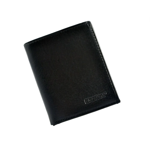 Skórzany portfel męski BARTEX 10201M czarny – widok z przodu / BARTEX 10201M black men’s leather wallet – front view