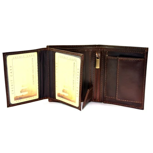 Portfel męski BARTEX 10201M brązowy – praktyczny układ wnętrza / BARTEX 10201M brown men’s wallet – practical interior layout