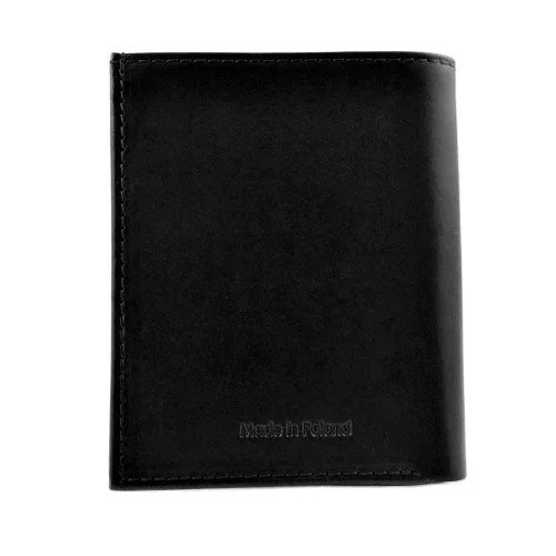 Skórzany portfel BARTEX 10201M czarny – widok z tyłu / BARTEX 10201M black leather wallet – back view