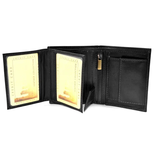 Portfel męski BARTEX 10201M czarny – praktyczny układ wnętrza / BARTEX 10201M black men’s wallet – practical interior layout