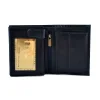 Portfel męski BARTEX 10220M granatowy – wnętrze z przegródkami na karty i dokumenty / BARTEX 10220M navy blue men’s wallet – interior with card and document slots
