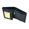 Skórzany portfel BARTEX 10220M granatowy – widok boczny i detal szycia / BARTEX 10220M navy blue leather wallet – side view and stitching detail