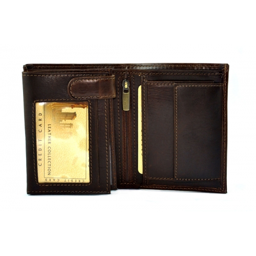 BARTEX 10220M skórzany portfel męski brąz RFID