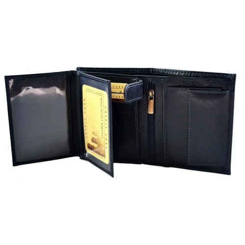 Portfel BARTEX 10220M granatowy – praktyczny układ wnętrza, sekcja na banknoty / BARTEX 10220M navy blue wallet – interior layout with banknote section