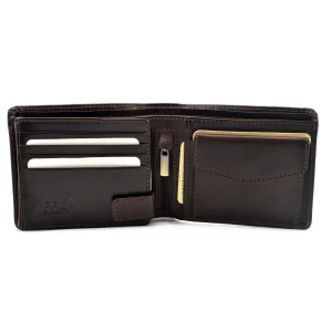 Portfel męski BARTEX 1096M otwarty – widoczne przegrody na karty i dowód