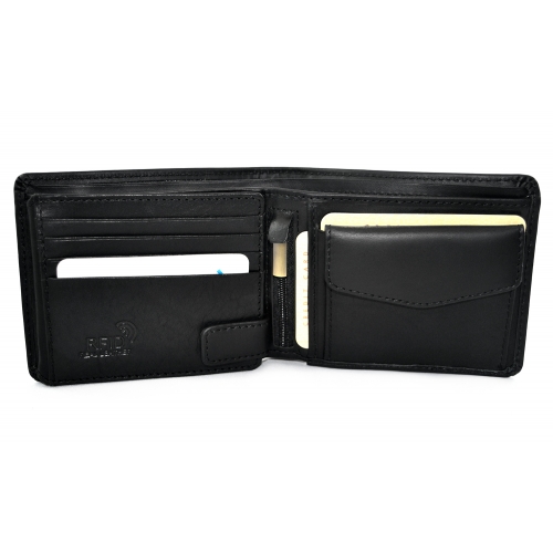 BARTEX 1096M-ID skórzany portfel męski czarny RFID Travel