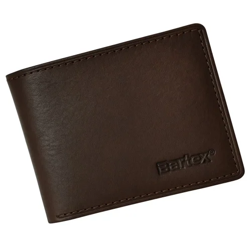 Bartex 330 brązowy skórzany portfel męski slim – widok z przodu / Bartex 330 brown slim leather men’s wallet – front vie
