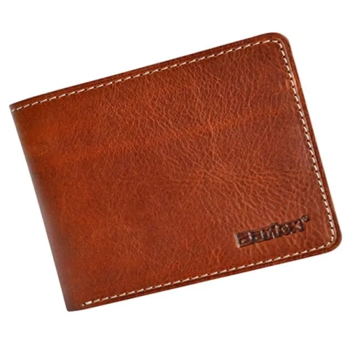 Bartex 330 jasny brąz cognac – skórzany portfel męski slim – widok z przodu / Bartex 330 cognac men’s slim leather walle