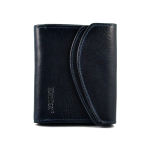 Skórzany portfel damski BARTEX 10020D granatowy z ochroną RFID – widok z przodu / BARTEX 10020D navy blue women’s leathe