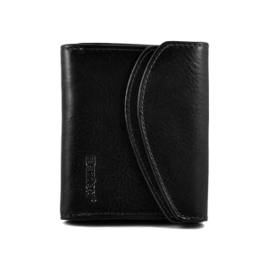 Portfel skórzany BARTEX 10020D czarny – widok z przodu / BARTEX 10020D black leather wallet – front view